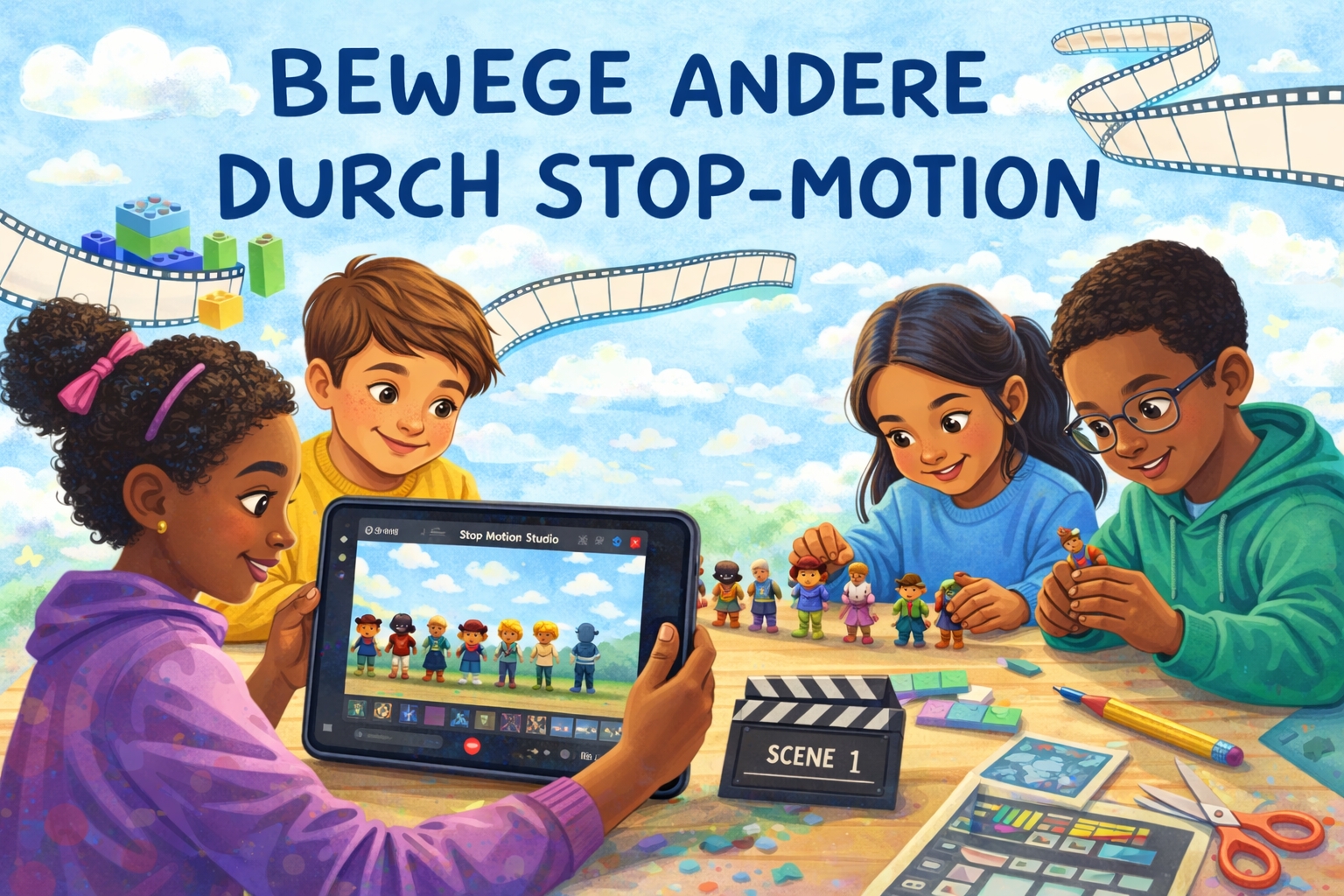 Kinder erstellen einen Stop-Motion-Film