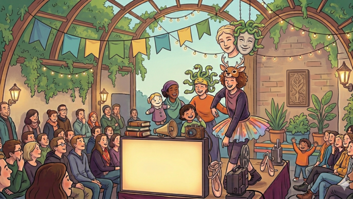 Иллюстрация к театральному фестивалю MANöVER в Лейпциге: перформанс, балет и современное искусство