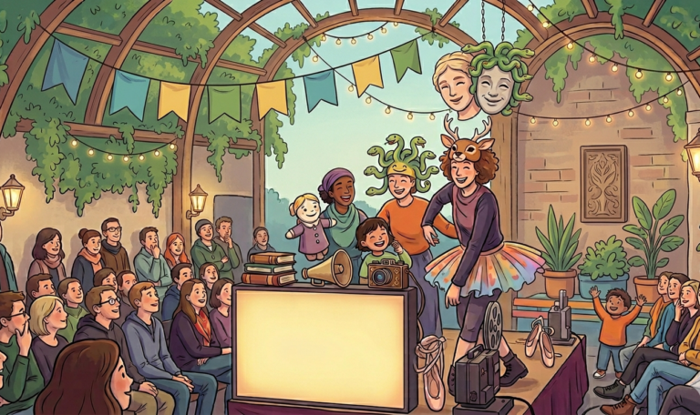 Иллюстрация к театральному фестивалю MANöVER в Лейпциге: перформанс, балет и современное искусство