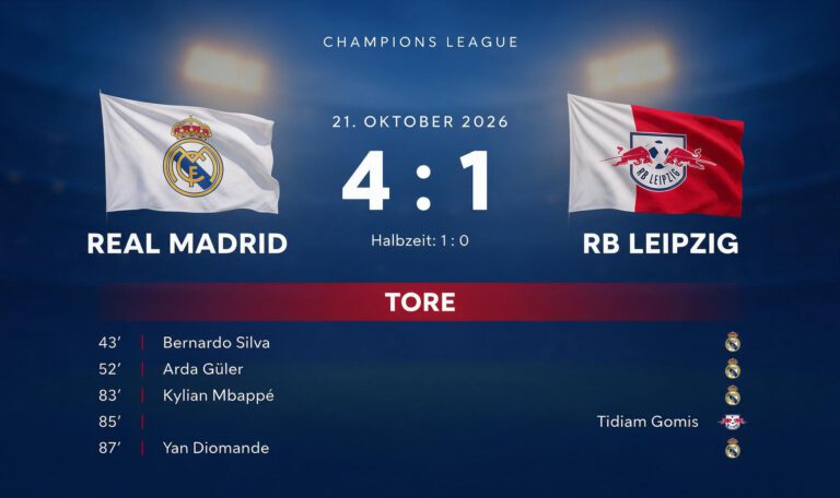RB Leipzig gegen Real Madrid: 1:4 in der Champions League